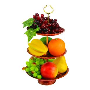 永福源DIY三层供果盘供佛用品莲花果盘家用佛前合金财神多层贡盘