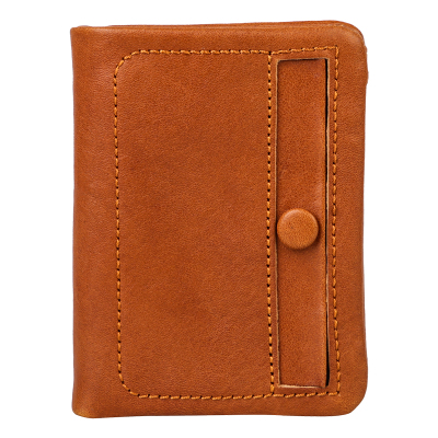 植鞣头层牛皮短款钱包