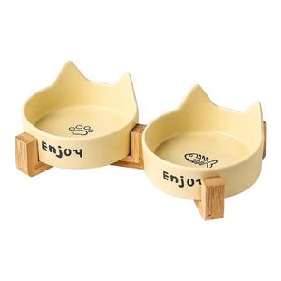 猫碗日本陶瓷猫食盆宠物碗喝水碗粮碗干净猫咪饭碗狗狗碗护颈环保