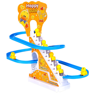 小鸭子上楼梯玩具儿童益智男女孩电动轨道感应带音乐会动声光小车