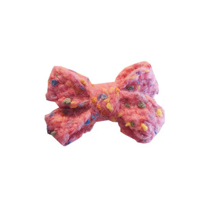 宝宝时尚边夹彩色波点毛线蝴蝶结发夹甜美扎辫子皮筋头饰儿童发绳