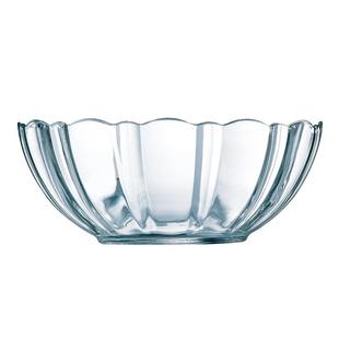 乐美雅钢化玻璃碗耐高温饭碗花边糖水甜品碗家用水果碗透明沙拉碗