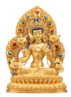 全鎏金白度母铜像摆件