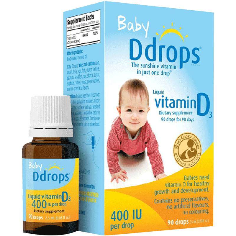 【自营】ddrops滴卓思维生素Vd3滴剂400IU婴幼儿DD小滴瓶2.5ml