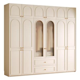 国补法式复古衣柜家用卧室小户型成品实木柜子奶油风儿童大衣橱柜