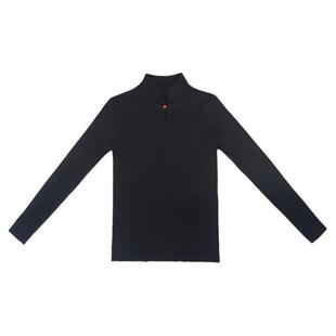 拟梦落玉盘国风原创水滴小立领盘扣针织打底衫旗袍领新中式秋冬女