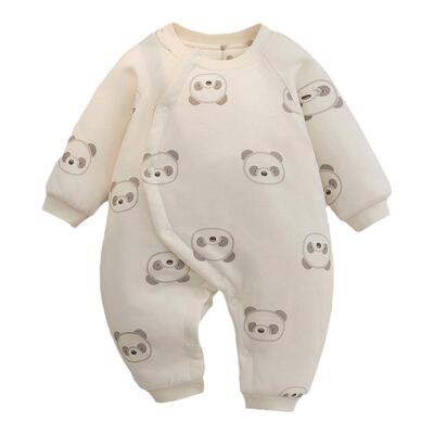 婴儿夹棉连体衣150g加厚加棉男女宝宝冬季爬服外出哈衣新生儿棉衣