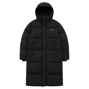 阿伦777 Nerdy韩国潮牌25FW新款350g鸭绒长款字母连帽羽绒服男女