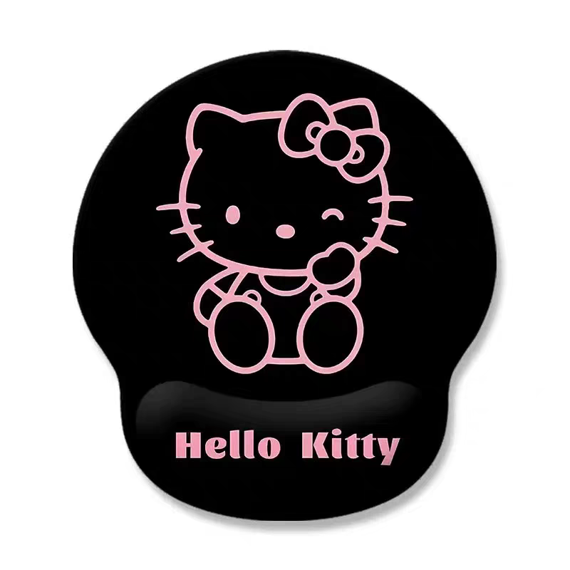 黑粉hello kitty鼠标垫办公桌硅胶护腕垫新款卡通可爱猫咪手托垫