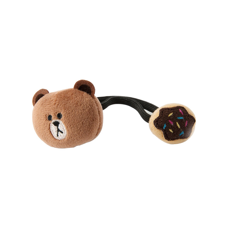 LINE FRIENDS公仔发绳布朗熊头绳可爱卡通毛绒玩偶发圈扎皮筋头饰