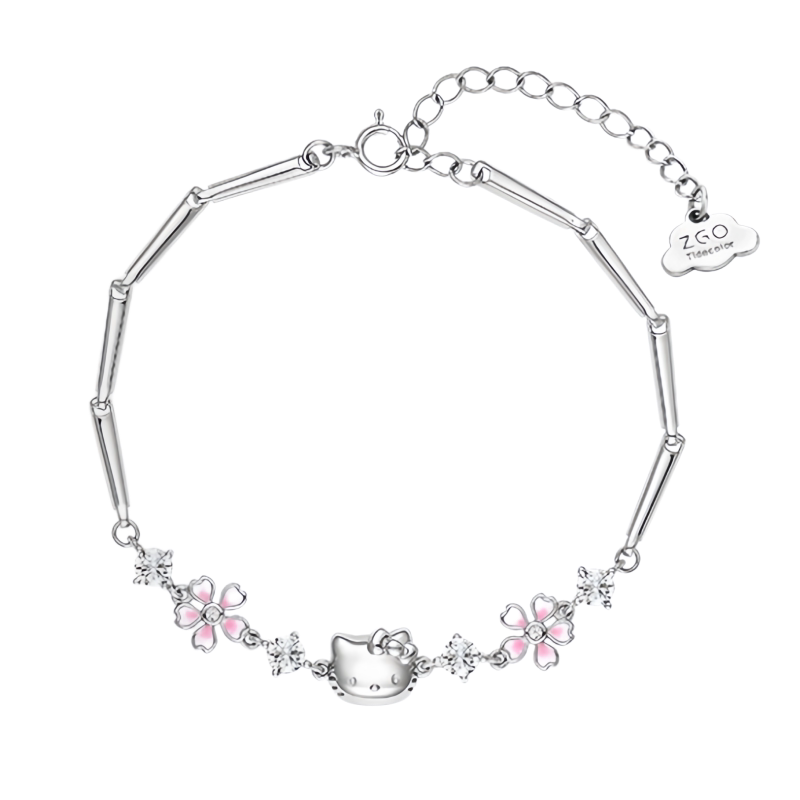 S925银HelloKitty桃花甜美手链