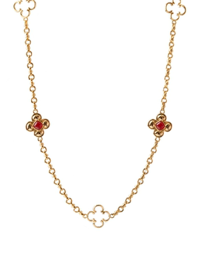 sufua四叶草红玛瑙长项链毛衣链