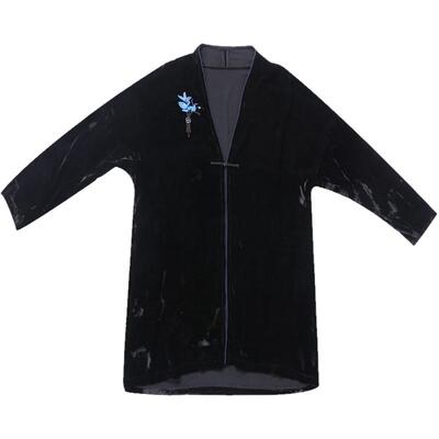 外套手工绣花通勤中长款桑蚕丝