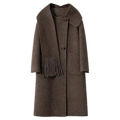 长款羊毛牛角扣氛围感围巾+外套