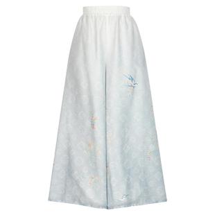 森女部落原创雪纺阔腿裤度假休闲裤夏季新款女装九分裤森系裤子女