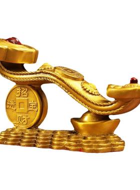 纯黄铜如意摆件招财进宝元宝工艺礼品家居客厅玄关办公室桌面摆件