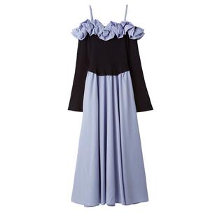 LILY BROWN2025秋冬新品甜美吊带荷叶边针织拼接连衣裙LWNO255142