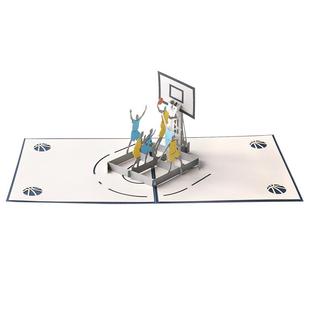 父亲节生日贺卡520立体折叠送男生朋友公司定制创意3D高档礼物贺卡送男老师篮球纸雕高级感礼物diy定制小卡片