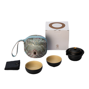 万仟堂快客杯功夫茶具套装1壶2杯户外便携旅行茶具泡茶壶天圆地合