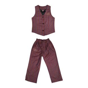 CBXLAB儿童街舞潮牌条纹马甲套装popping表演服男童机械舞演出服