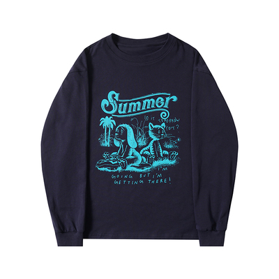 CCKOK美式复古图案印花长袖T恤