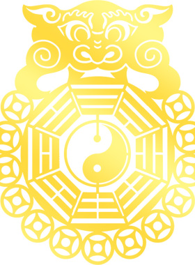 静世莲兽头八卦镜贴纸