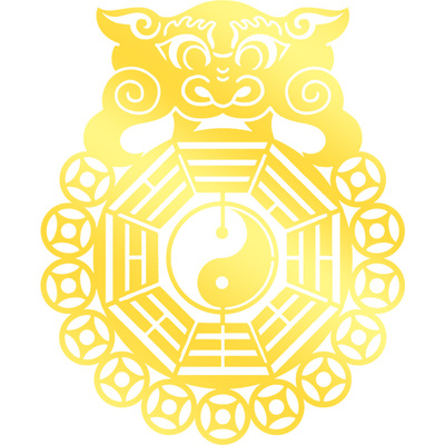 静世莲兽头八卦镜贴纸