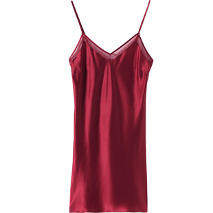 【特价清仓】美标春夏性感真丝吊带睡裙100%桑蚕丝睡衣丝绸家居服