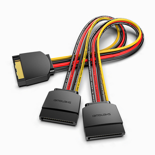 胜为SATA硬盘电源线15pin公对母延长线4pin一分二转接头WSPC302G