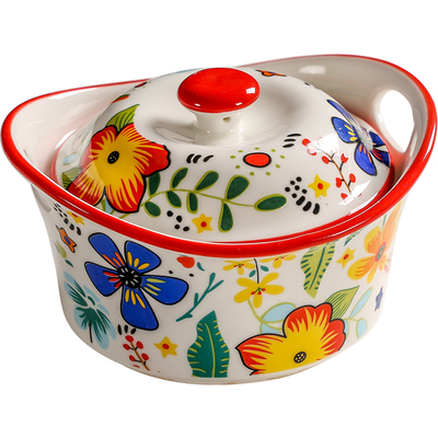 元宝碗陶瓷碗带盖带双耳家用炖盅