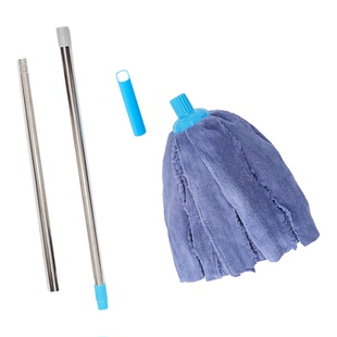 珊瑚绒圆头拖把墩布干湿两用吸水毛巾布纤维家用客厅不锈钢一拖净