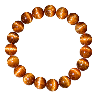 PLSTONE普琳丝天然7a+巴西猫眼铜发晶手链顺发金发晶钛晶手串女男