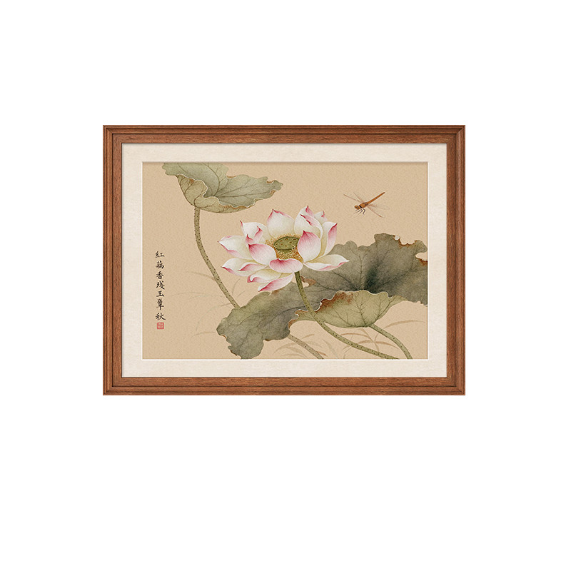 宋式美学荷花电表闸箱装饰画