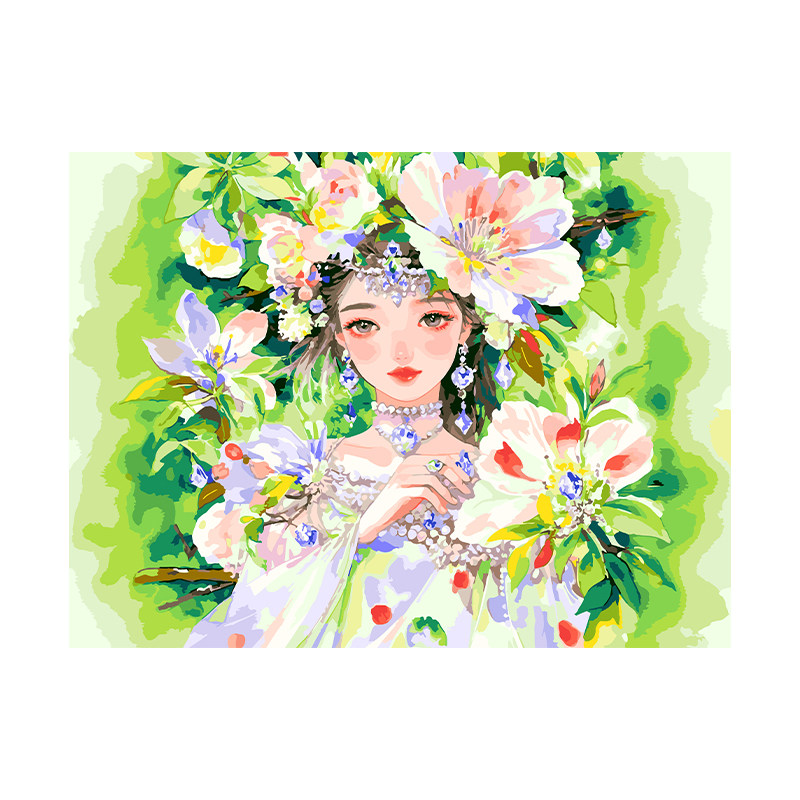 自油自画 数字油画diy手绘手工填充填色减压人物油彩装饰画 花楹