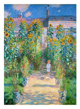 莫奈轻奢纯手绘现代油画挂画客厅装饰画高级感立体肌理风景画手工