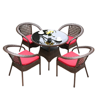 莫家藤编桌椅三五件套组合藤椅休闲户外桌椅露天阳台桌椅庭院腾椅