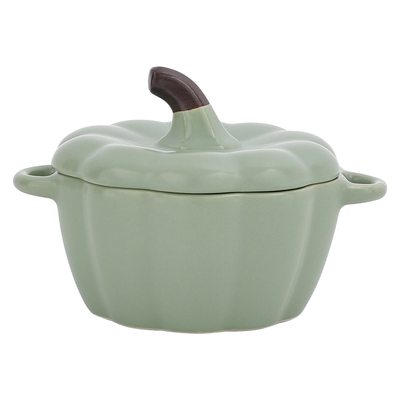 cookzone陶瓷可爱带盖双耳南瓜碗