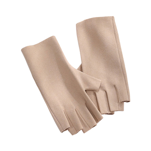 采核酸手套半指女德绒冬天保暖学生写字办公打字短款露指