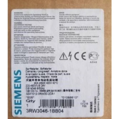 议价西门子3RW3046-1BB04 软启动器45kW/400V 3RW30461BB04现货议