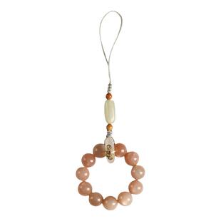 天然草莓晶手机链挂件U盘包包挂饰指环防摔挂绳手捻太阳石女吊坠