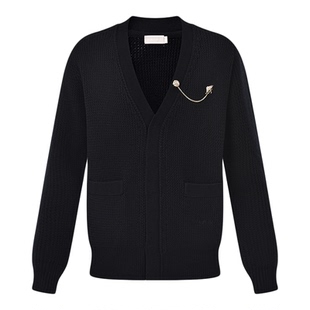 【100%绵羊毛】RARE威雅男装2025秋冬新款粗纺肌理黑色毛开衫外套