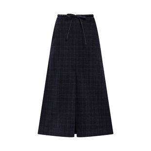 LILY2025冬新款女装羊毛混纺苏格兰格纹高腰气质毛呢鱼尾裙半身裙