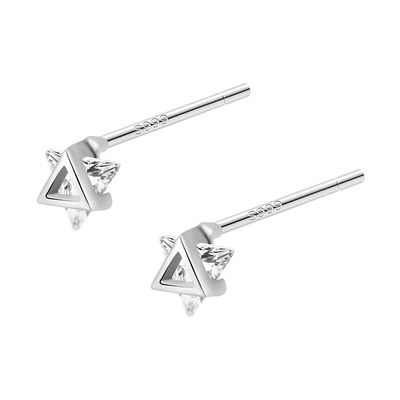 999纯银精致超闪几何养耳钉