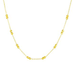 周大生黄18K金项链海王链爆闪金珠珠素链叠戴颈链锁骨链新年礼物