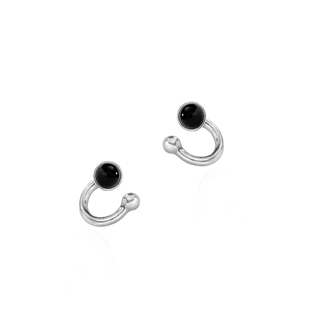 EWEST 黑玛瑙银耳钉女耳饰简约养耳洞耳饰小众高级感U形耳环潮