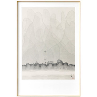 不够艺术 陈家泠 水墨装饰画新中式山水客厅书房玄关挂画竖版壁画