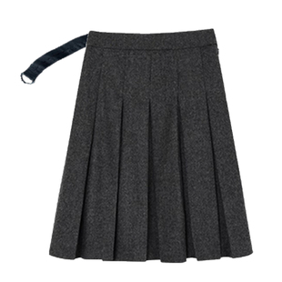 孕妇五分毛呢百褶半身裙秋冬外穿时尚韩系减龄显瘦无托腹伞裙中裙