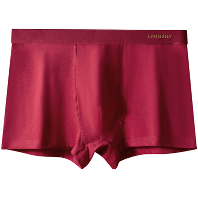 浪莎纯棉酒红本命年男士平角内裤