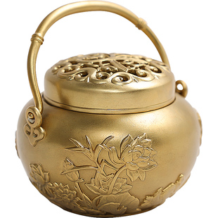 手炉暖手炉烧炭隔火熏香炉铜香炉纯铜家用室内熏香檀香沉香打香篆