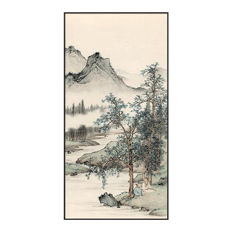 盈浩新中式玄关装饰画《陈少梅山水画》中国风水墨玄关画山水挂画